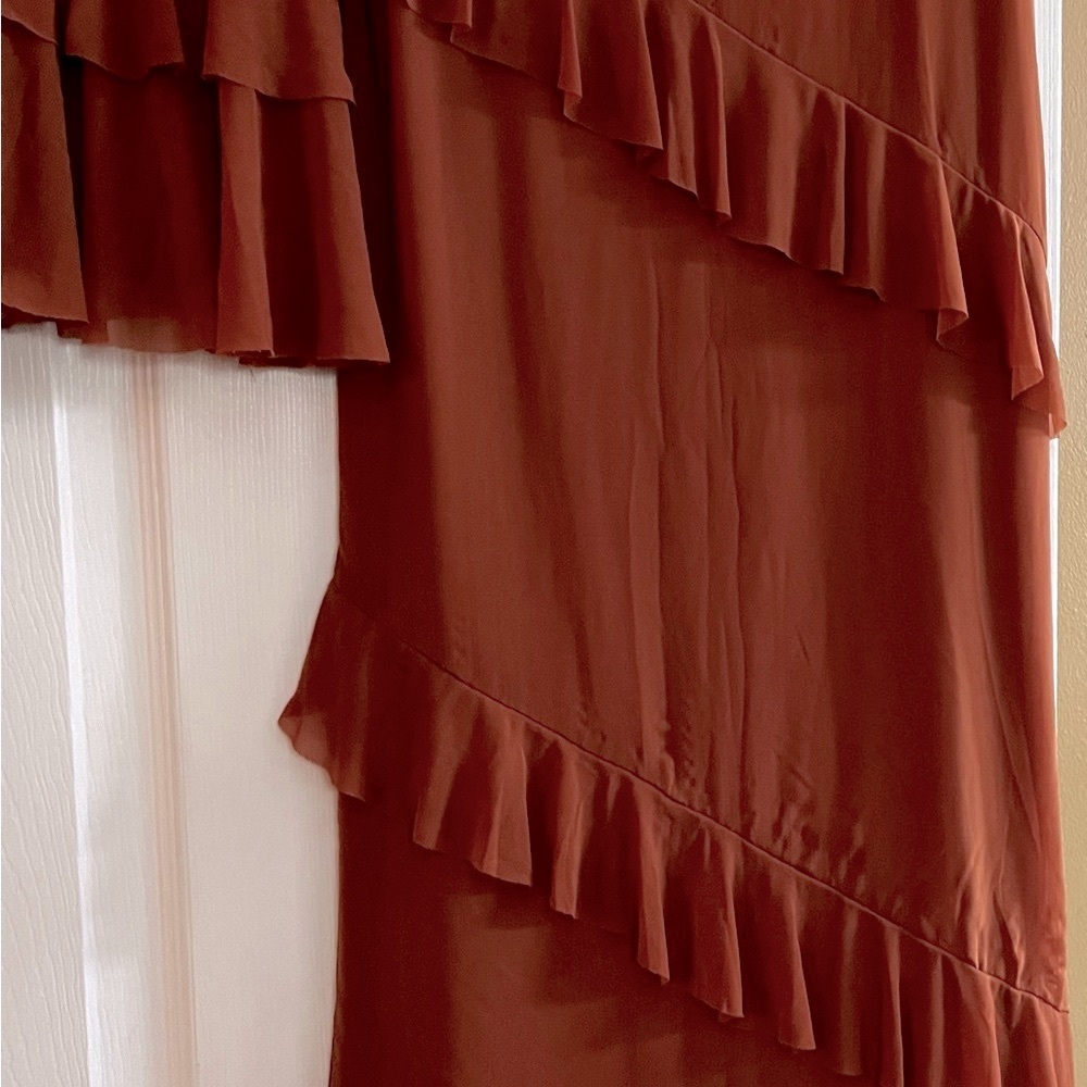 Women’s /Source Unknown Ruffled Burnt Orange Skirt Set Size XS - Picture 3 of 6